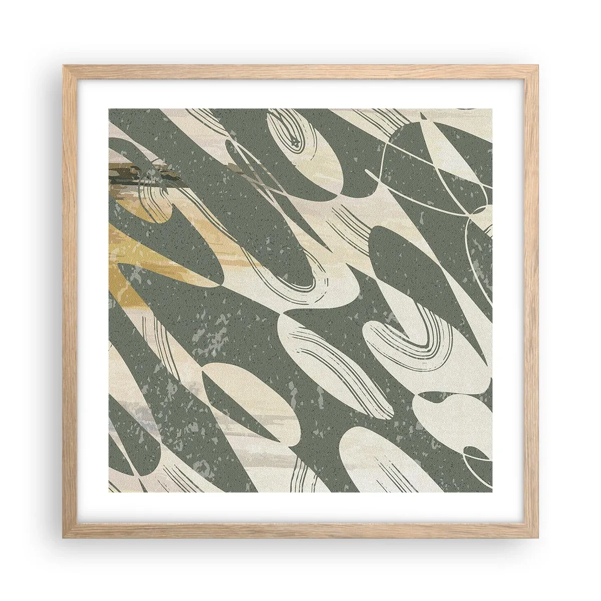 Poster in light oak frame - Rhytmic Abstract - 50x50 cm