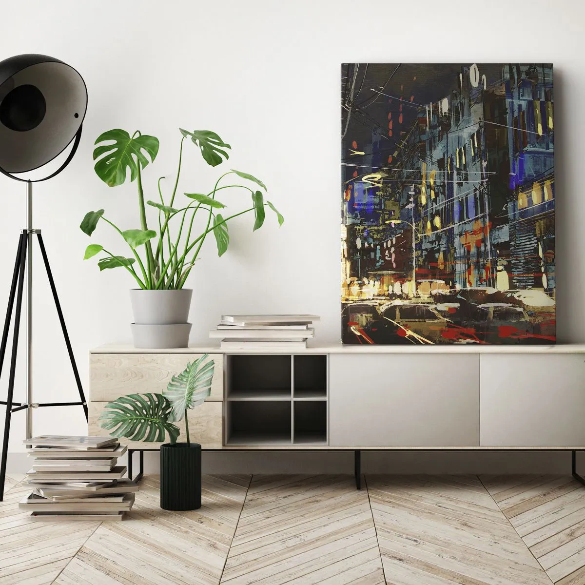 Canvas picture - Evening Street Bustle - 80x120 cm