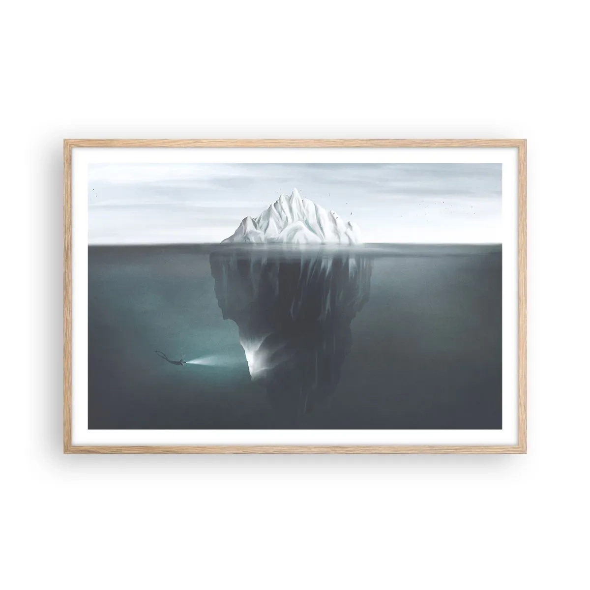 Poster in light oak frame - Underwater Secret - 91x61 cm