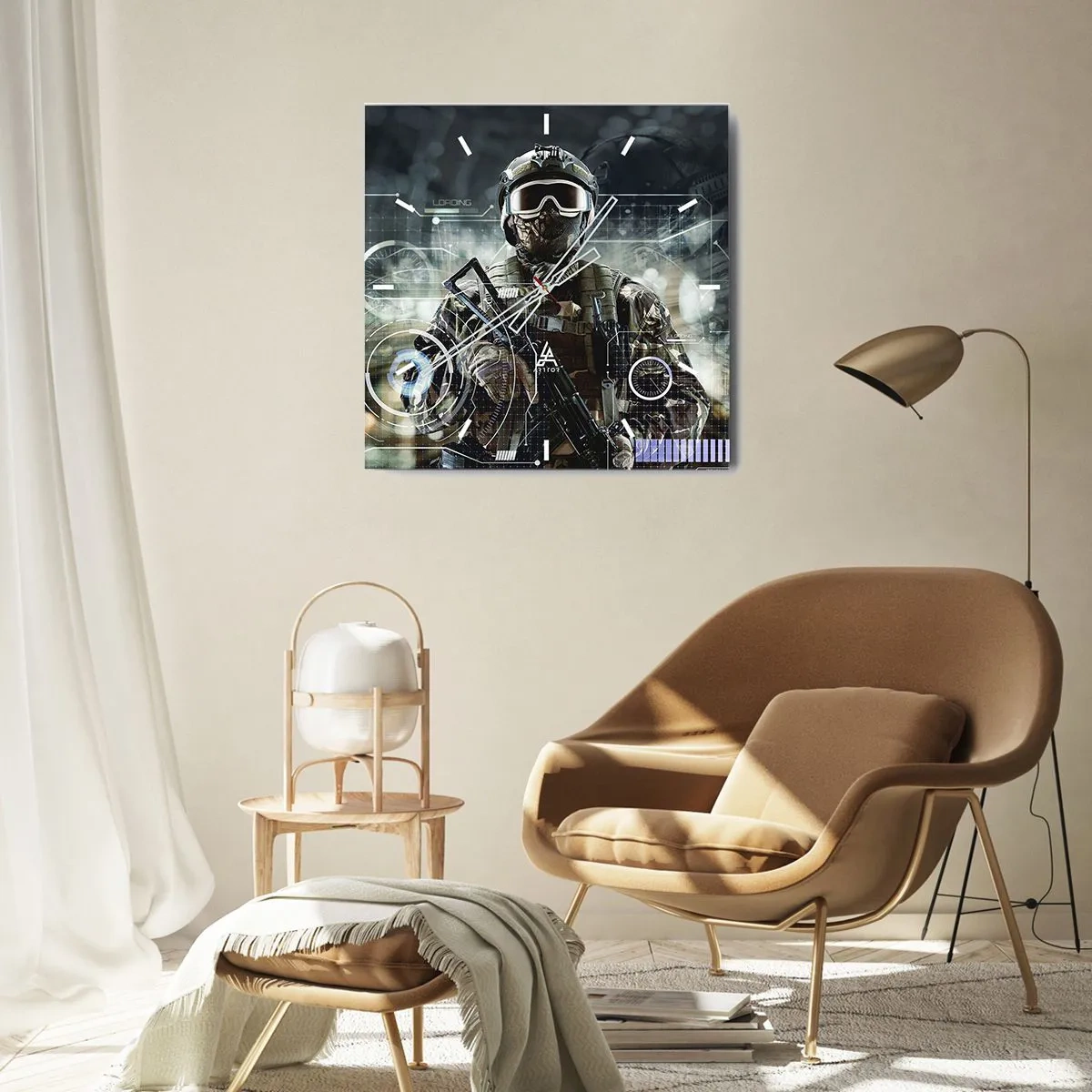 Wall clock - Clock on glass - Power Squared - 40x40 cm