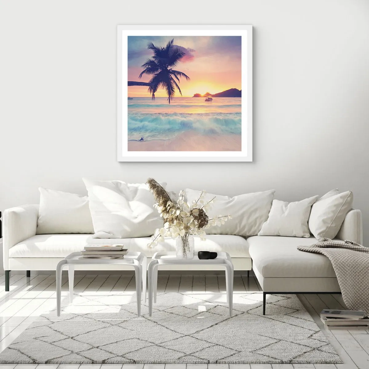 Poster in white frmae - Evening in a Bay - 30x30 cm
