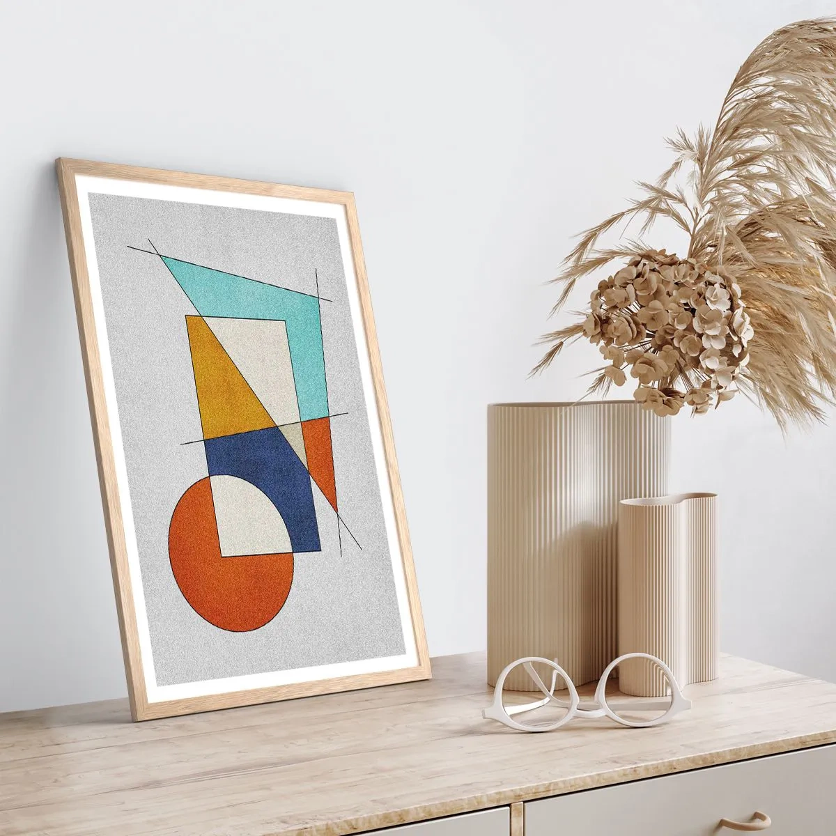 Poster in light oak frame - Abstract: Modernist Fun - 50x70 cm