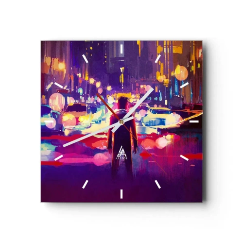 Wall clock - Clock on glass - Immersed in Light - 40x40 cm