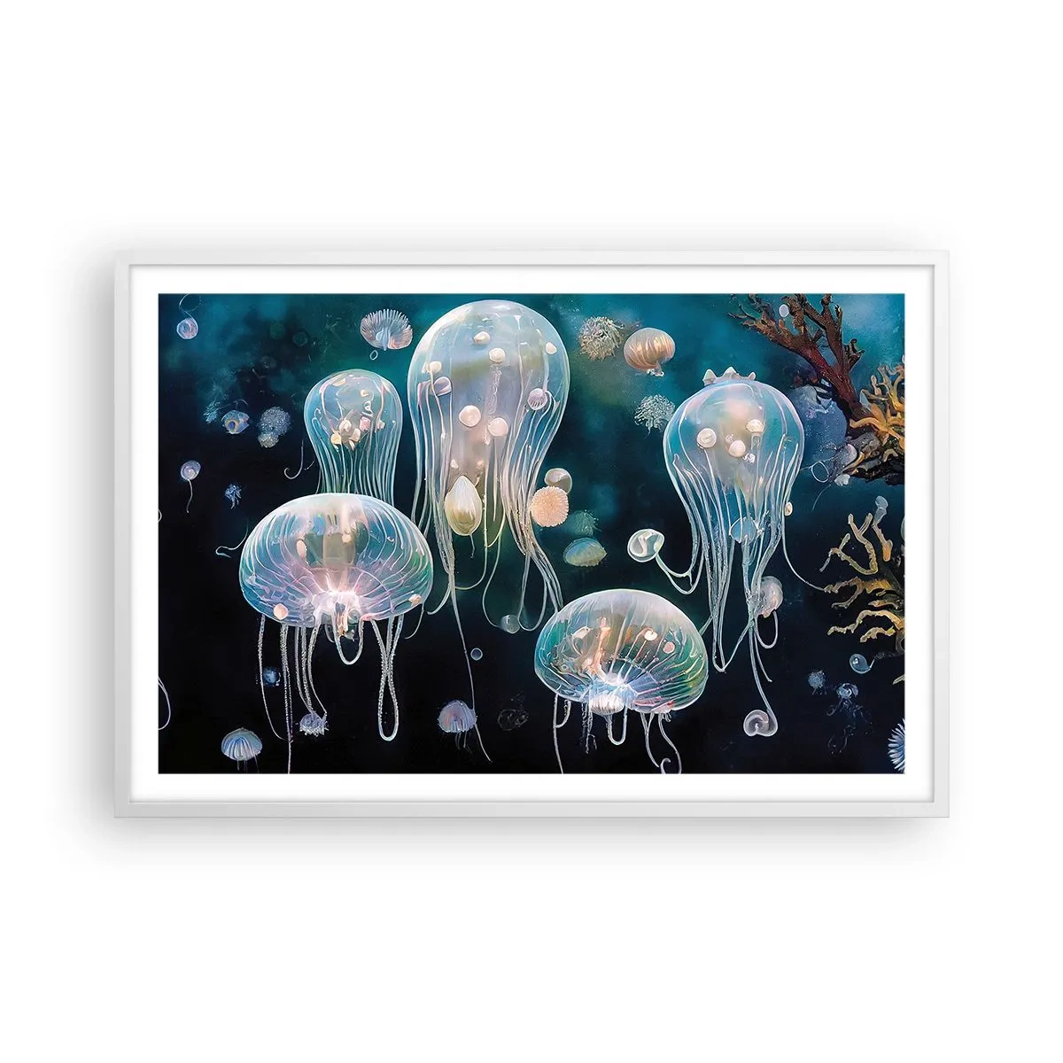 Poster in white frmae - Underwater Ball - 91x61 cm