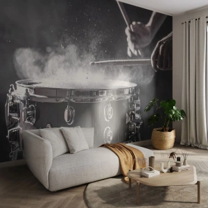 Custom Self-Adhesive Wallpaper Deluxe Sticker - Pulse of Music - Music, A musical instrument, Drum