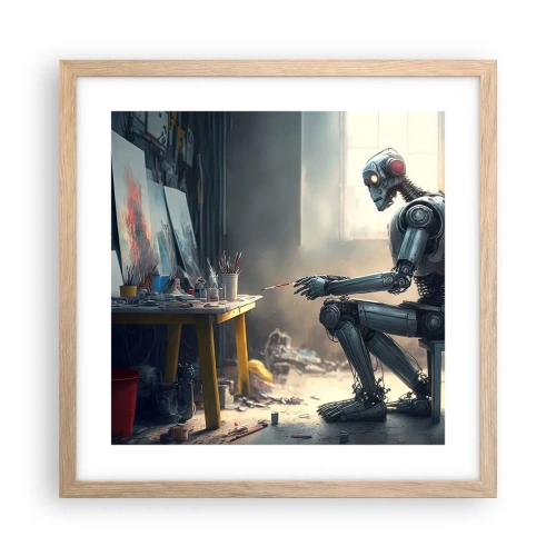 Poster in light oak frame - Act of Creation - 40x40 cm