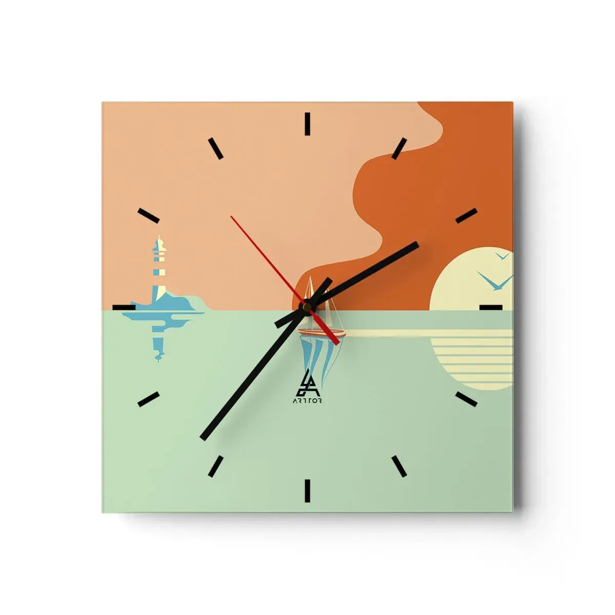 Wall clock - Clock on glass - Ideal Sea Landscape - 40x40 cm