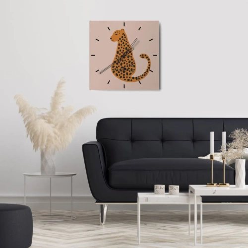 Wall clock - Clock on glass - Leopard Print Is Fashionable - 40x40 cm
