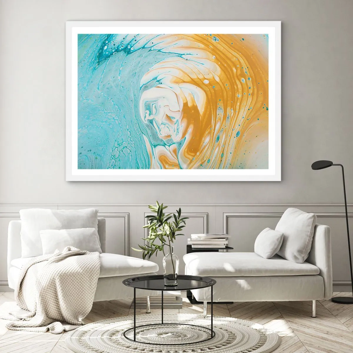Poster in white frmae - Pastel Swirl - 100x70 cm