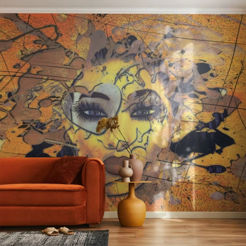 Custom Wallpaper Premium Sand - Sunny Beauty - Abstraction, Woman's Face, Eyes