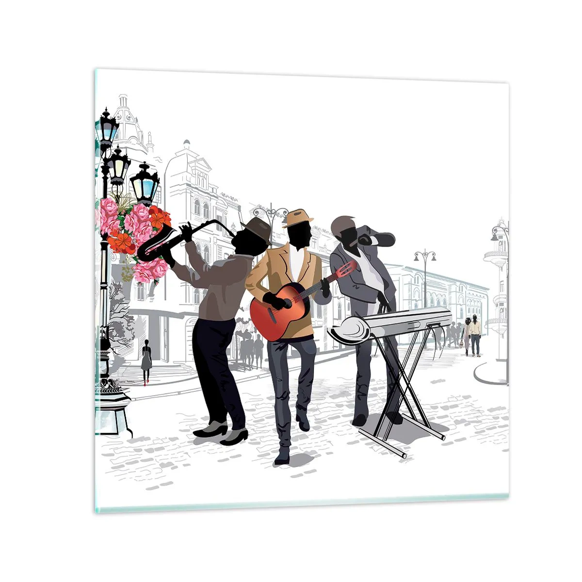 Glass picture - Street Music - 30x30 cm