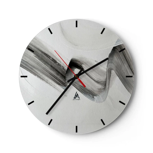 Wall clock - Clock on glass - Gray abstract brush stroke on a light background - 30x30cm - Casually for Fun - Modern wall decoration for the living room, kitchen, and bedroom ARTTOR
