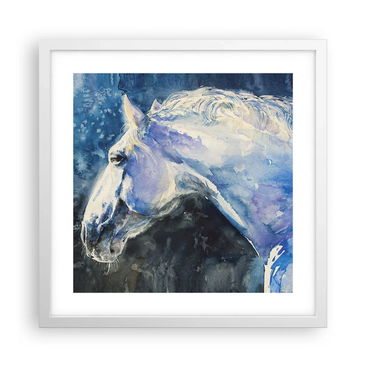 Poster in white frmae - Portrait in Blue Light - 40x40 cm