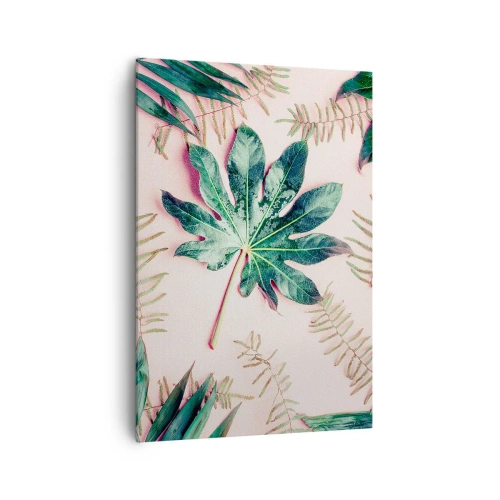 Canvas picture - Study in Green on Pink Background - 70x100 cm