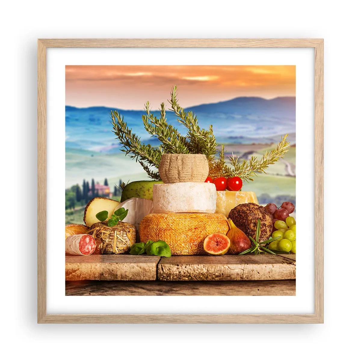 Poster in light oak frame - Italian Joie de Vivre - 50x50 cm