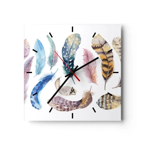 Wall clock - Clock on glass - Light As a Feather - 40x40 cm
