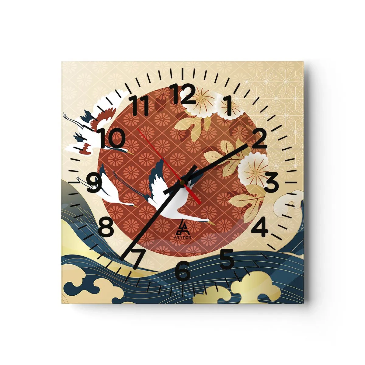 Wall clock - Clock on glass - Japanese Tale - 40x40 cm