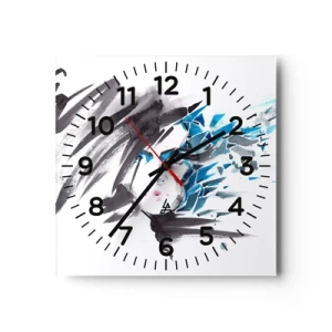 Wall clock - Clock on glass - Sensual Portrait in Grey and Blue - 40x40 cm
