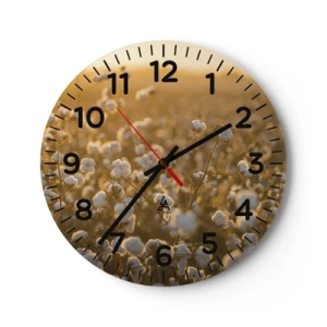 Wall clock - Clock on glass - Fluffy Field - 40x40 cm