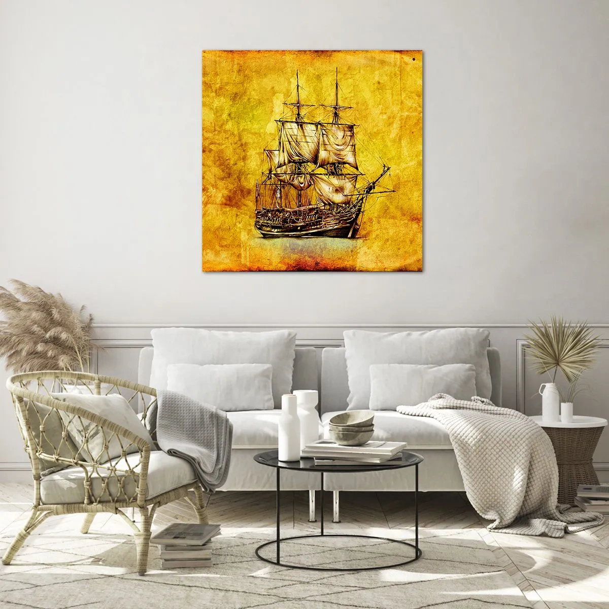 Glass picture - Direction Tortuga! - 40x40 cm