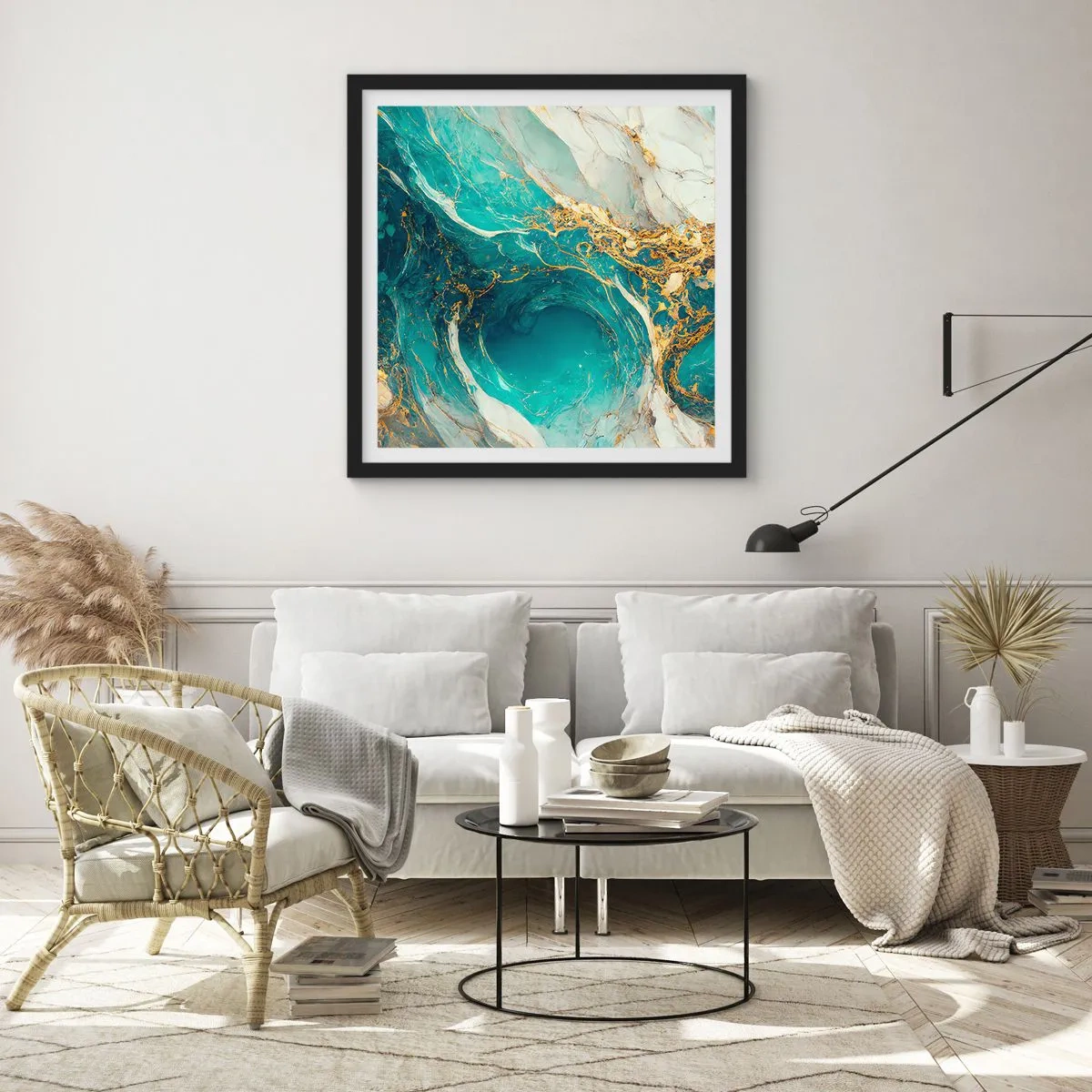 Poster in black frame - Composition with Veins of Gold - 30x30 cm