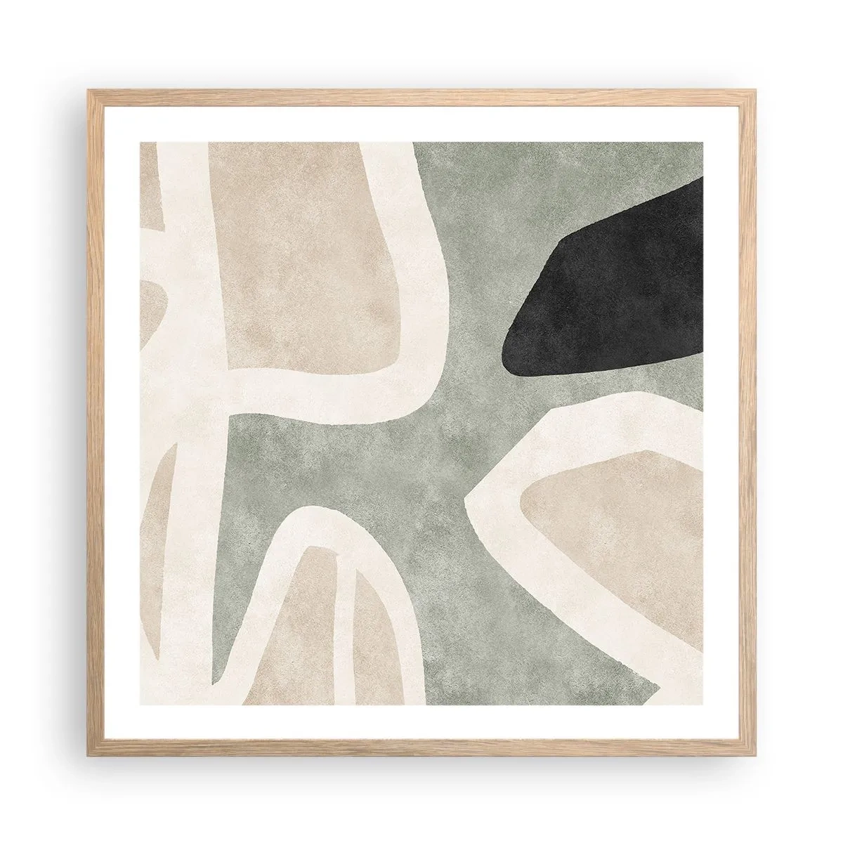 Poster in light oak frame - Composition with a Black Motif - 60x60 cm