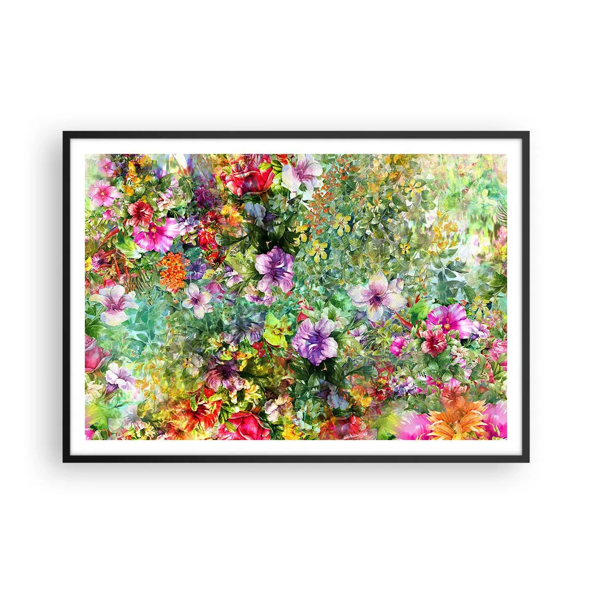 Poster in black frame - Lost in the Flowers - 100x70 cm