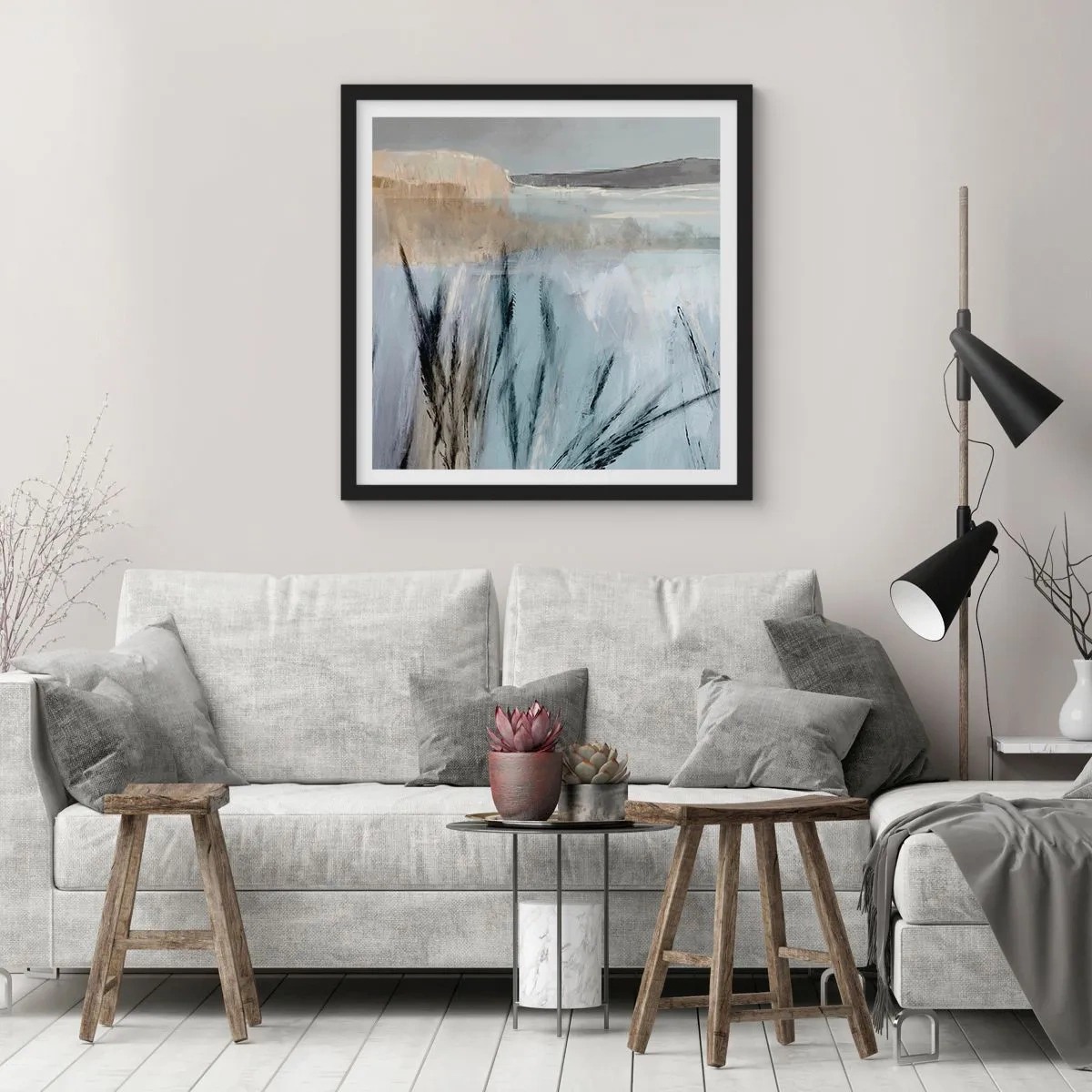 Poster in black frame - Winter Fields - 30x30 cm