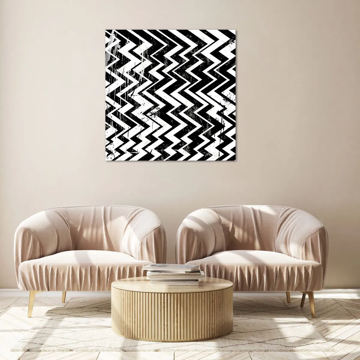 Glass picture - Zig-White Zag-Black - 70x70 cm