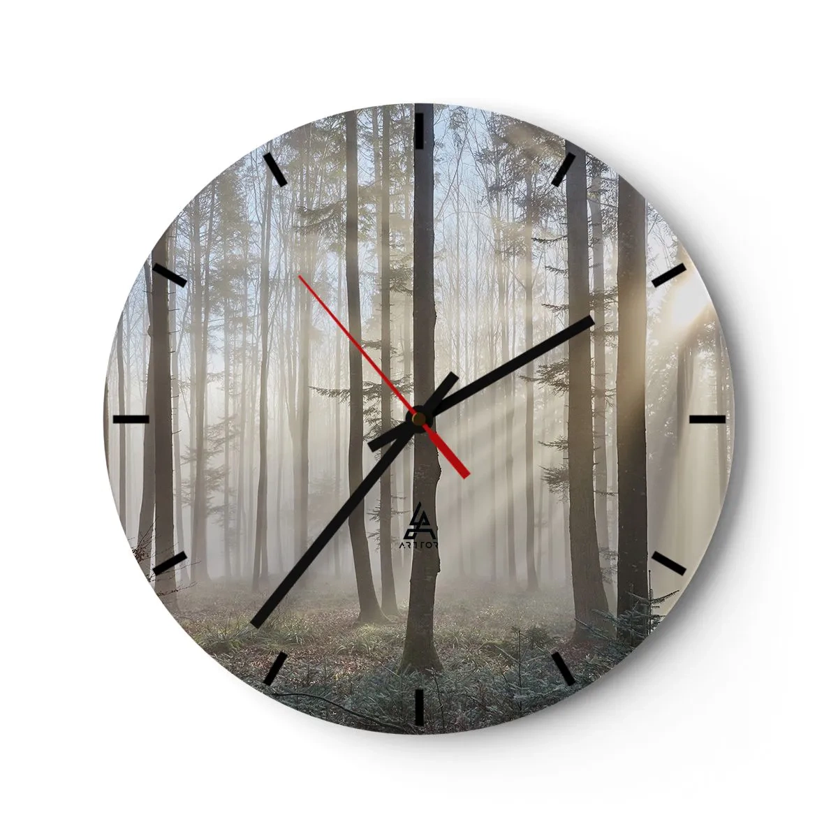 Wall clock - Clock on glass - Fog Has Woken up Too - 40x40 cm
