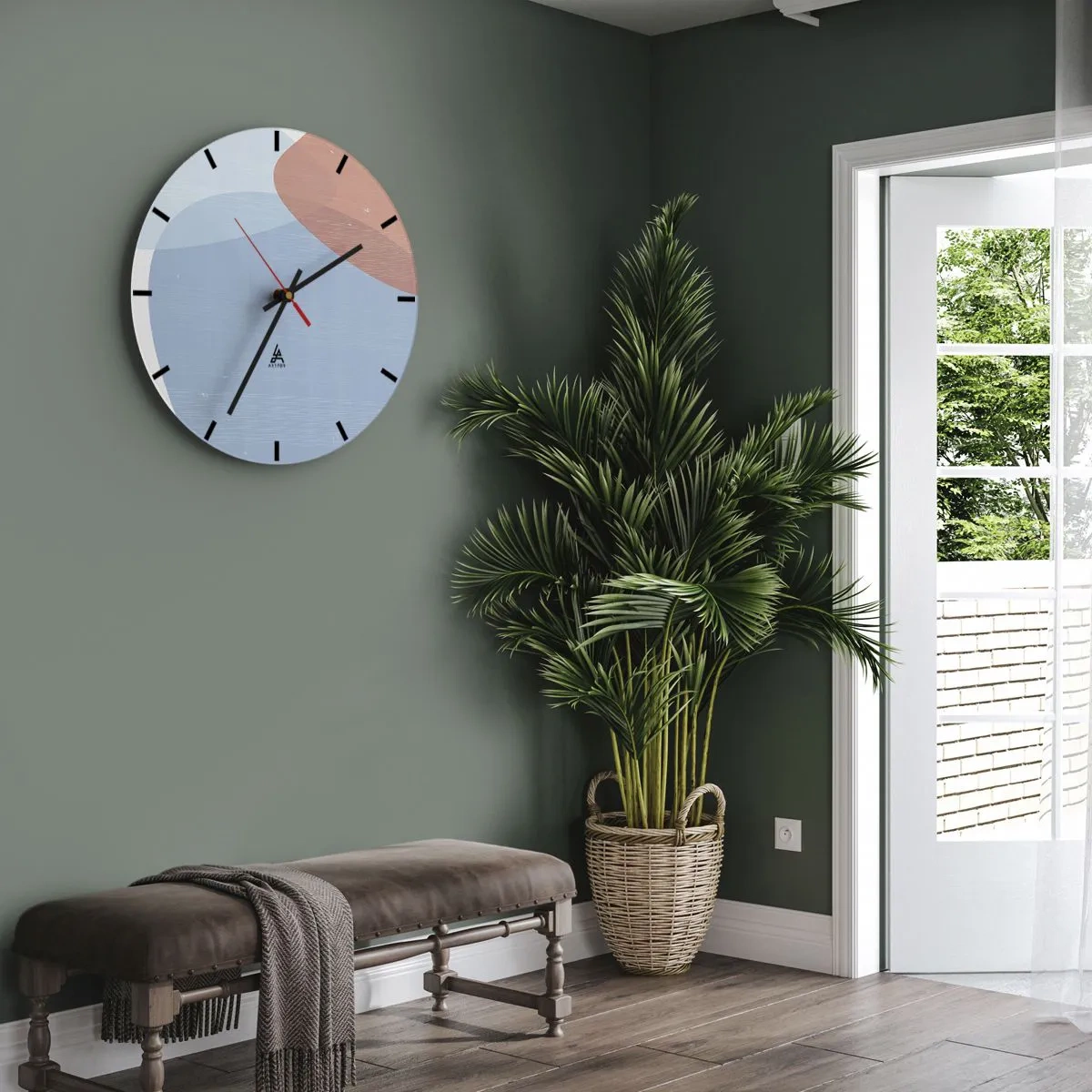 Wall clock - Clock on glass - Pastel Relations - 40x40 cm