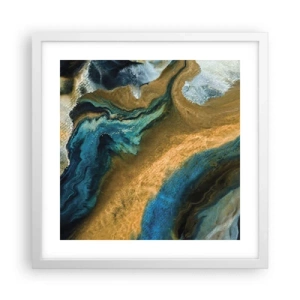 Poster in white frmae - Blue -Yellow - Mutal Influences - 40x40 cm