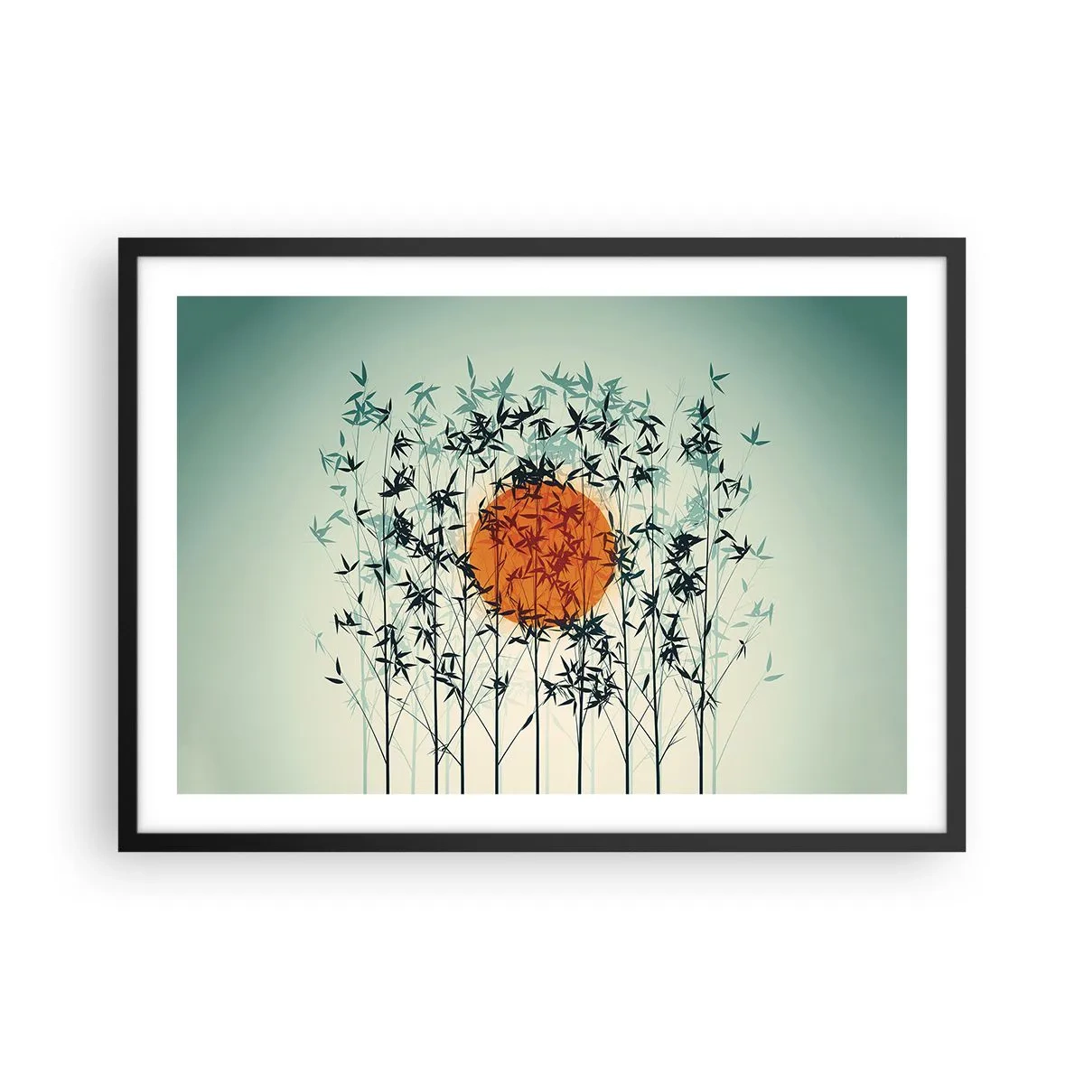 Poster in black frame - Japanese Sun - 70x50 cm