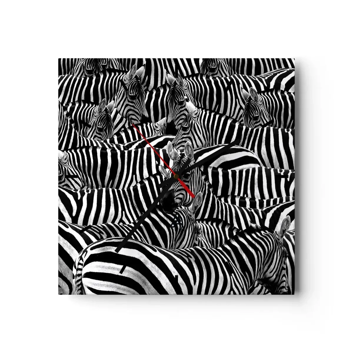 Wall clock - Clock on glass - Striped Group Portrait - 30x30 cm