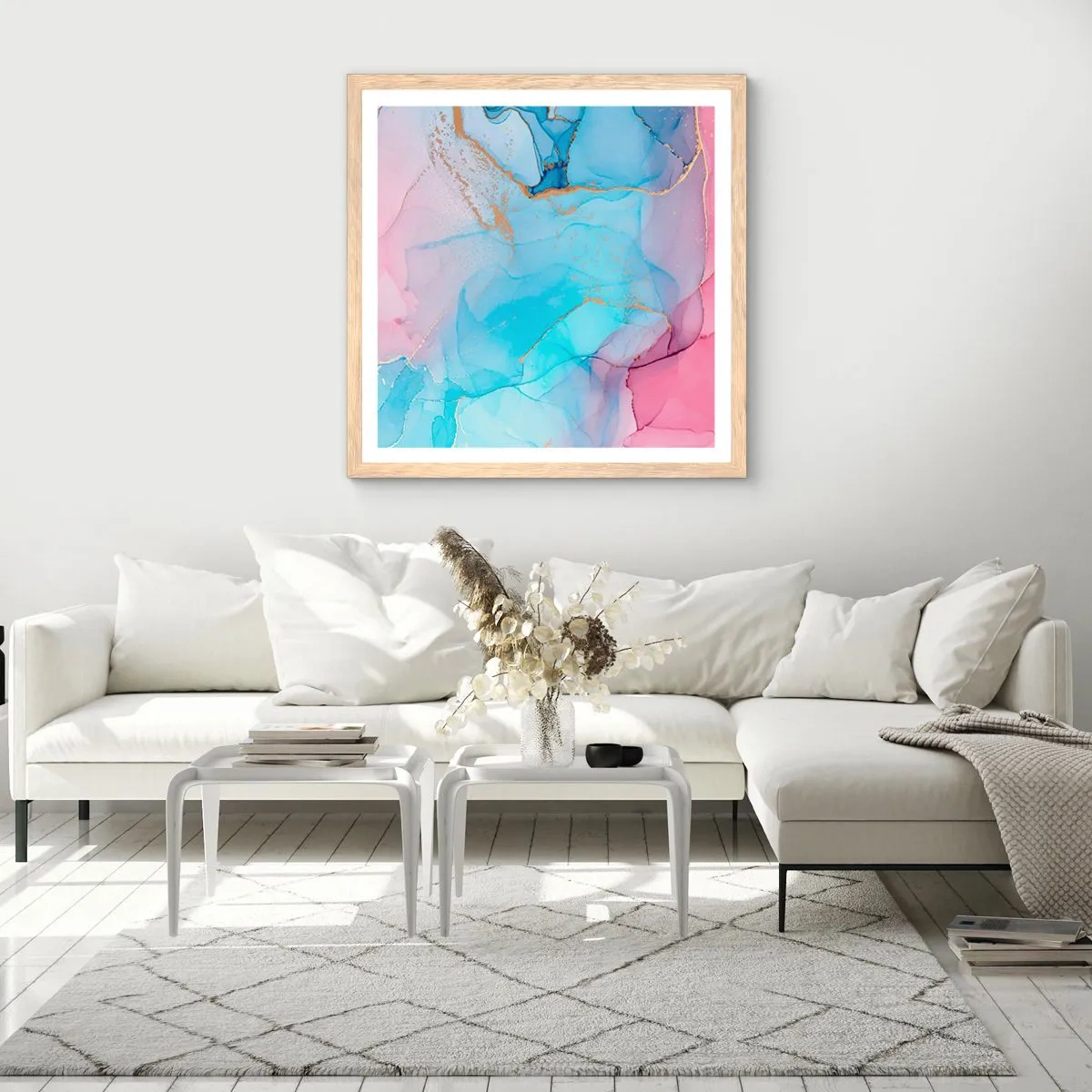 Poster in light oak frame - Encounter and Permeation - 60x60 cm