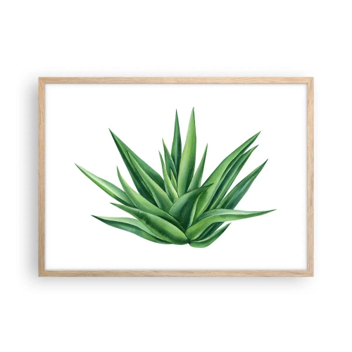 Poster in light oak frame - Green - Power - Life - 70x50 cm