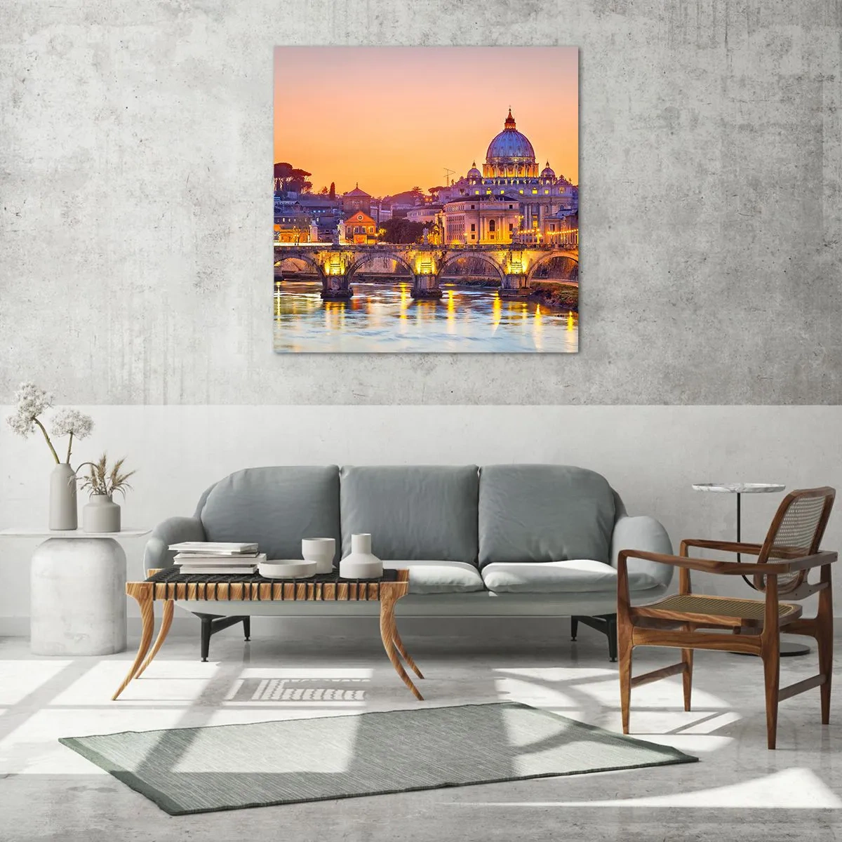 Glass picture - Twilight over Eternal City - 30x30 cm