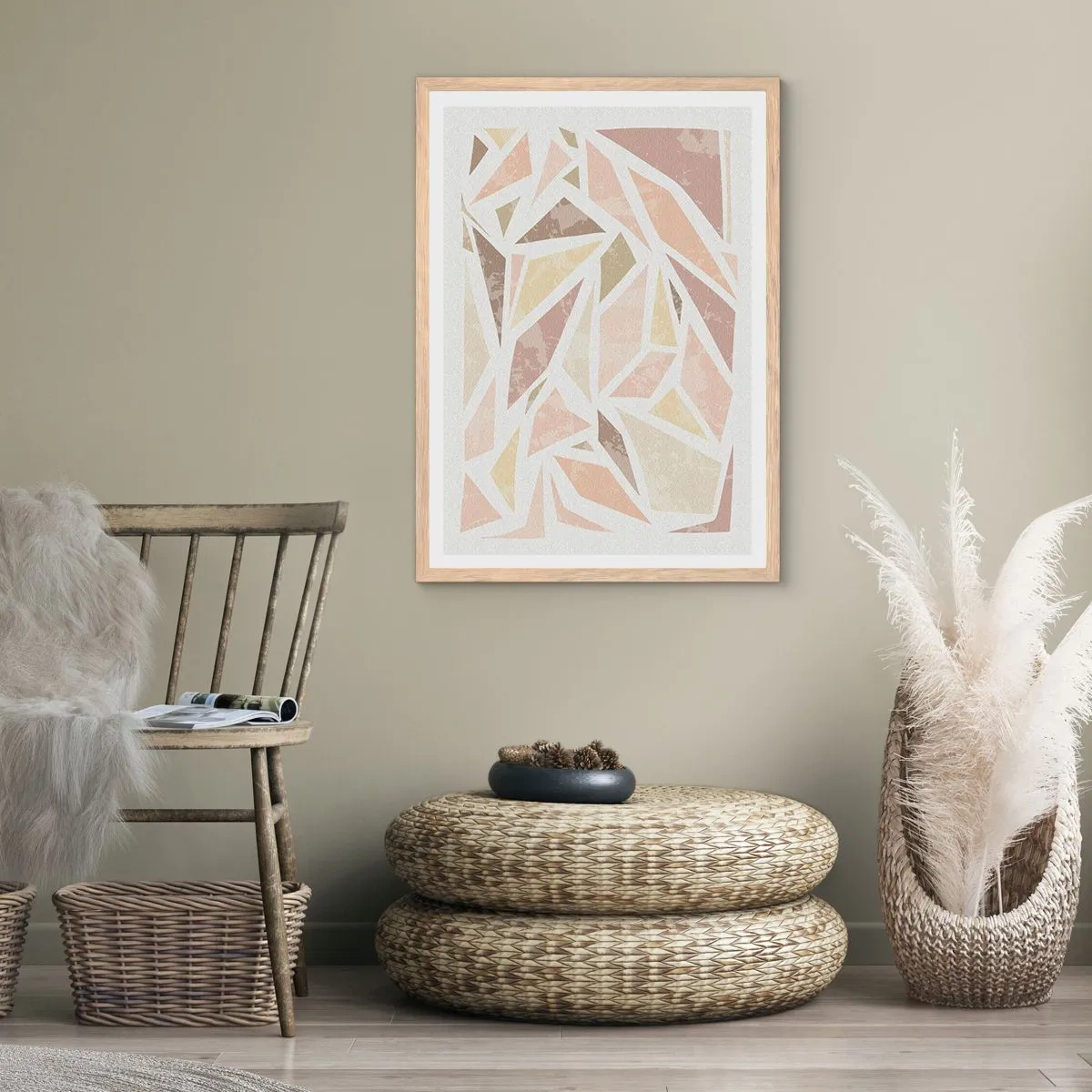 Poster in light oak frame - Stained Glass Composition - 61x91 cm