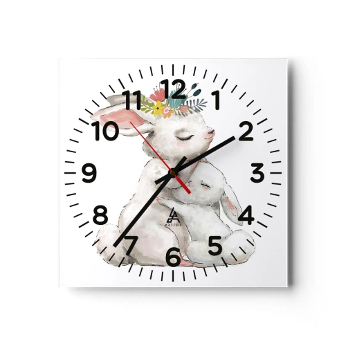 Wall clock - Clock on glass - There's No Place Like at Mum's - 40x40 cm