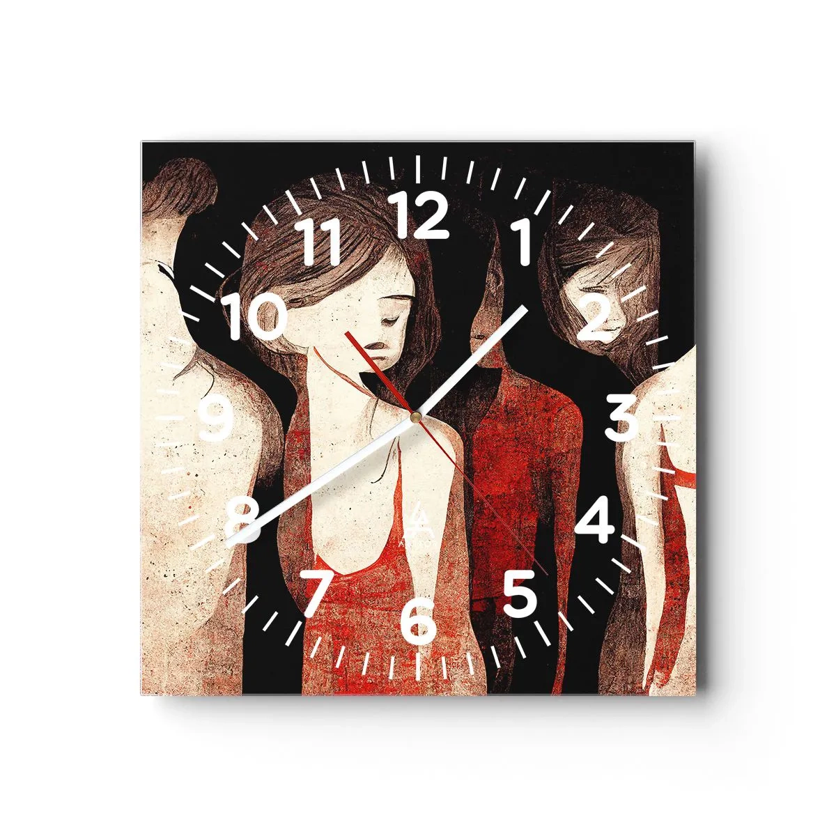 Wall clock - Clock on glass - Madonnas from Darkness - 40x40 cm