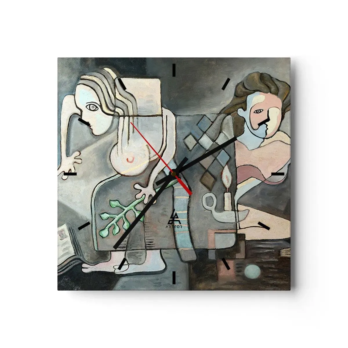Wall clock - Clock on glass - Mosaic of Spirit and Substance - 40x40 cm
