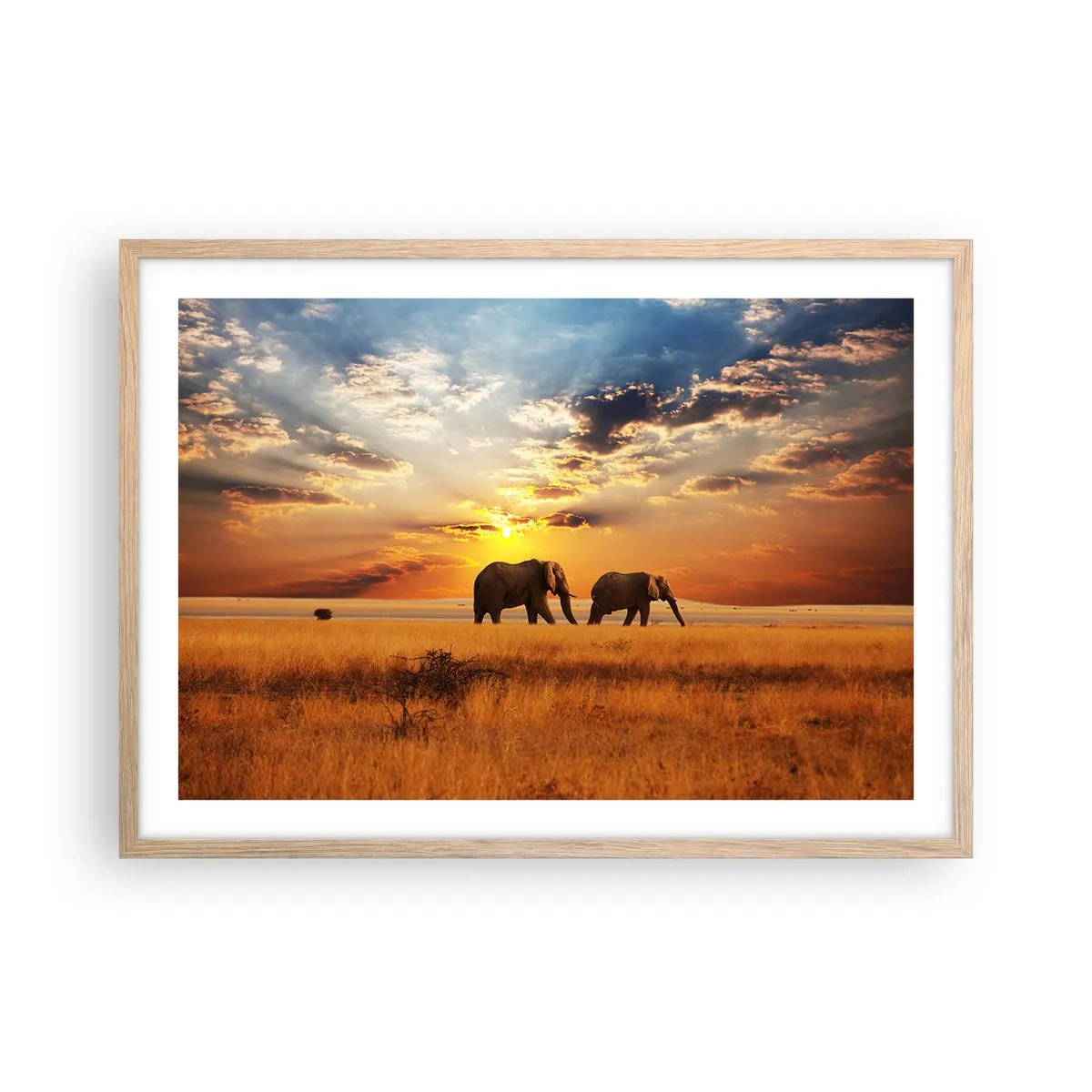 Poster in light oak frame - Family Walk - 70x50 cm