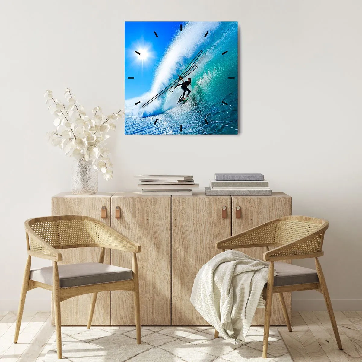 Wall clock - Clock on glass - Across Great Blue - 30x30 cm