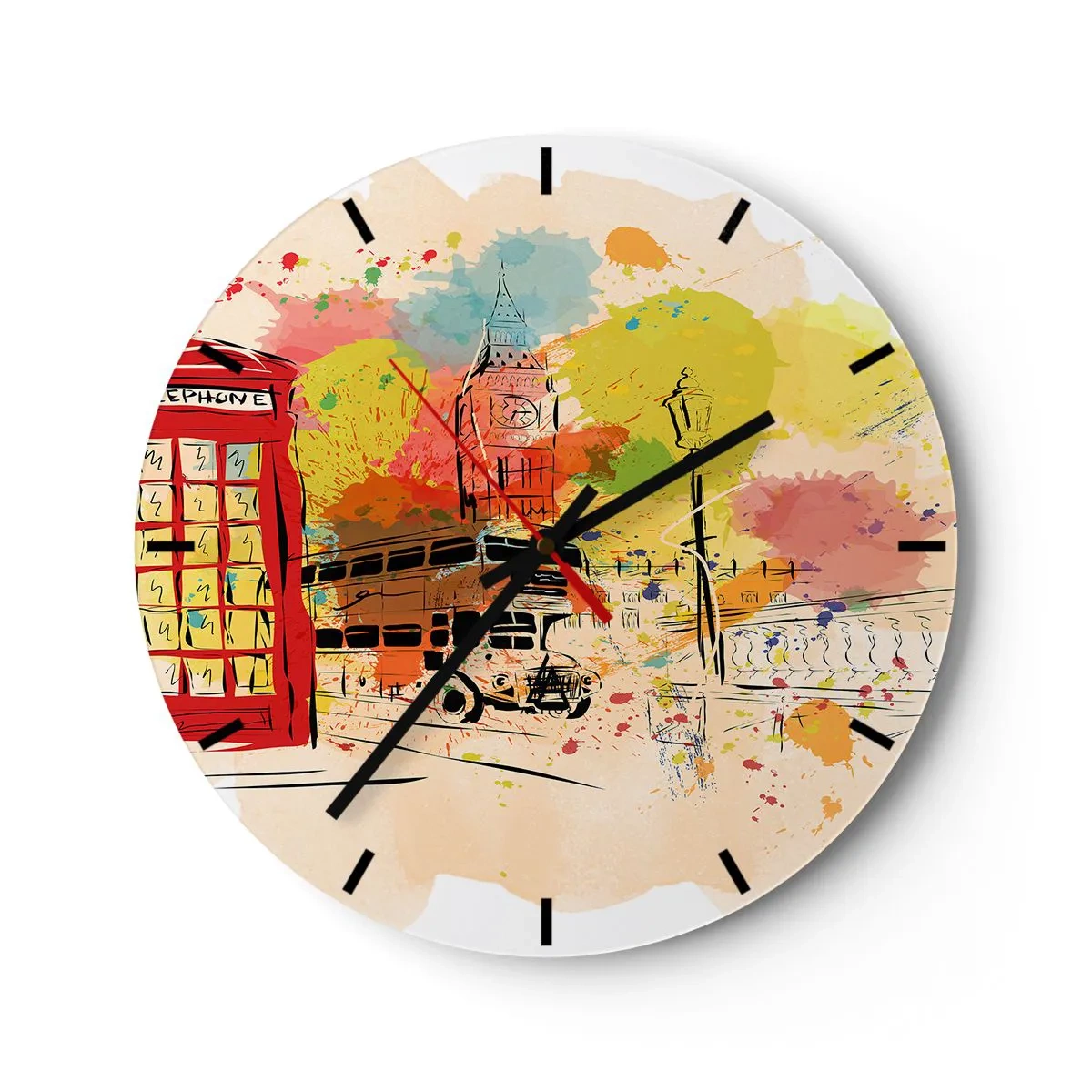Wall clock - Clock on glass - City of Diversity - 40x40 cm