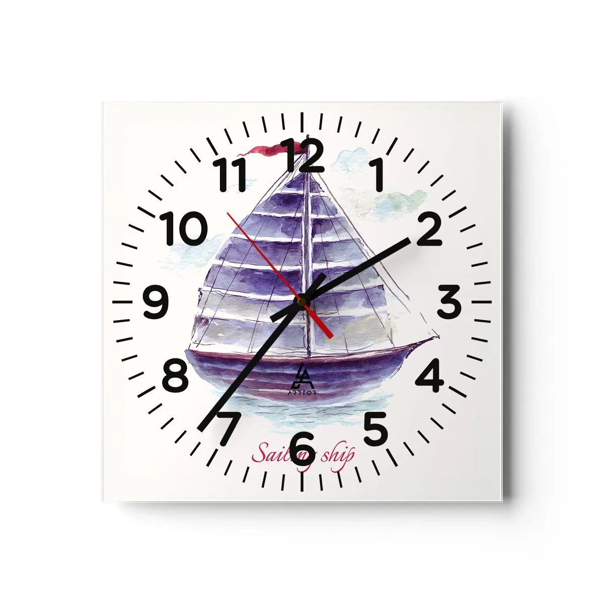 Wall clock - Clock on glass - Full Sails And Calm Waters - 40x40 cm