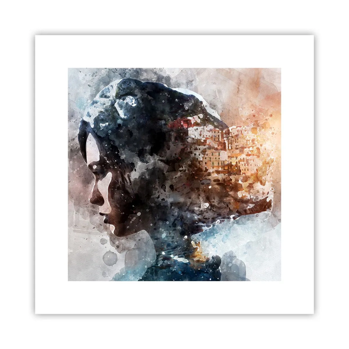 Poster - Tale about a Girl with a City in the Background - 30x30 cm