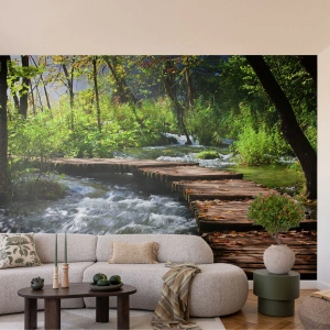 Photo Wallpaper Standard Eco - By the Foamy Cascade - Landscape, Croatia, Nature - 300x210 cm