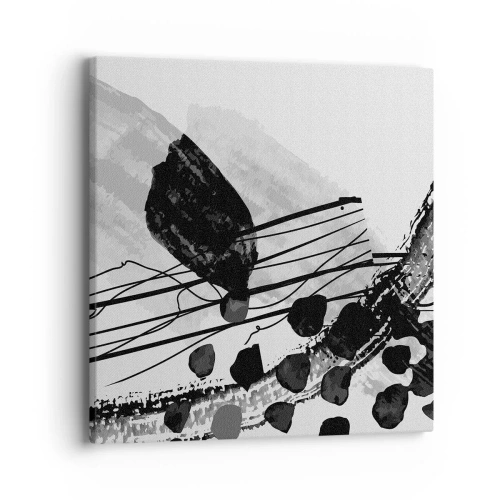 Canvas picture - Black and White Organic Abstraction - 40x40 cm