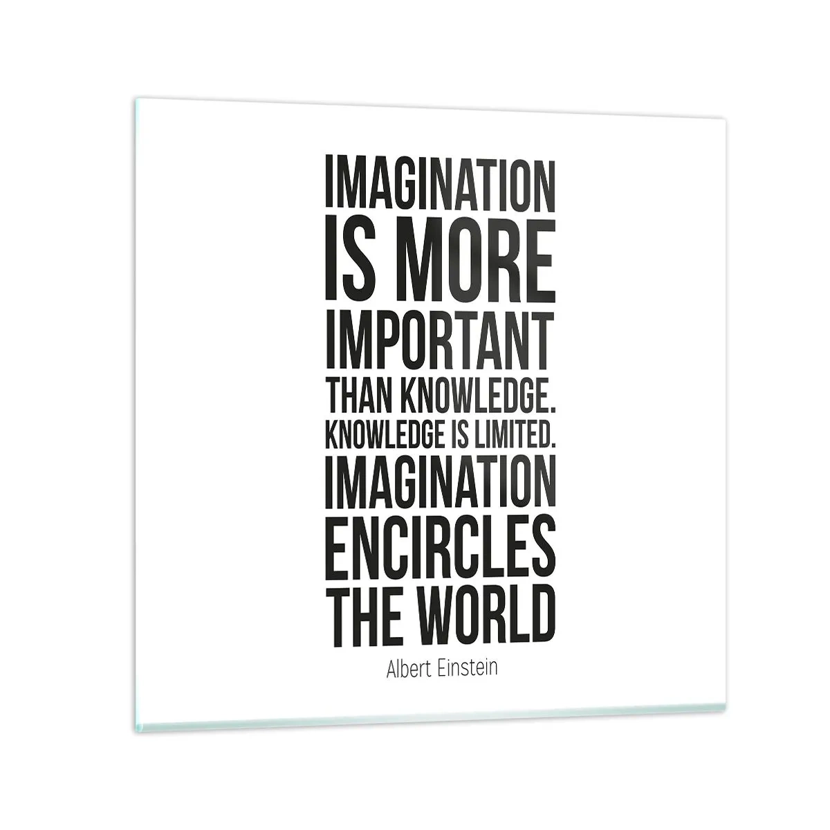 Glass picture - Einstein about Power of Imagination - 30x30 cm