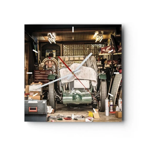 Wall clock - Clock on glass - Back to the Past - 30x30 cm